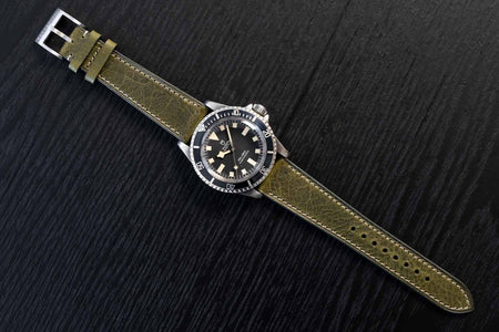 Wax Veg Leather Strap - Forest Green